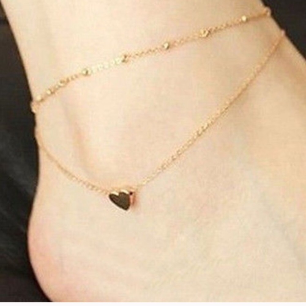 Gold Color Heart Leg Chain